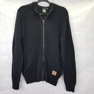 Lifted Research Group Full Zip Hoodie Men S Clampdown Sweater Boucle Knit Cotton